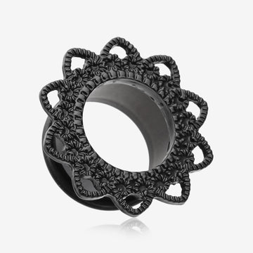 A Pair of Blackline Verdant Filigree Single Flared Ear Gauge Tunnel Plug-Black
